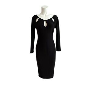 Venus Black Bodycon Long Sleeve MIDI Dress